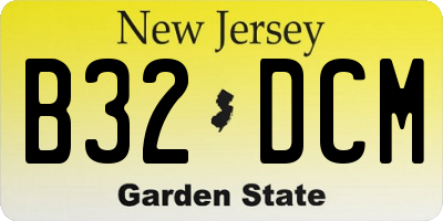 NJ license plate B32DCM