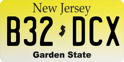 NJ license plate B32DCX