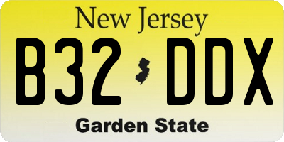 NJ license plate B32DDX