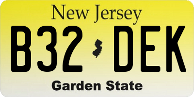 NJ license plate B32DEK