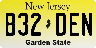 NJ license plate B32DEN