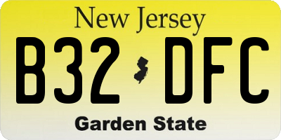 NJ license plate B32DFC