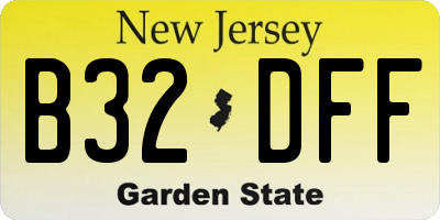NJ license plate B32DFF