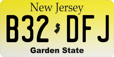 NJ license plate B32DFJ