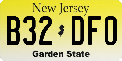 NJ license plate B32DFO