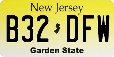 NJ license plate B32DFW
