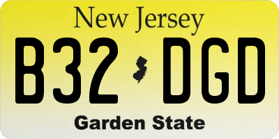 NJ license plate B32DGD