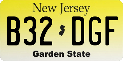 NJ license plate B32DGF