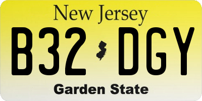 NJ license plate B32DGY