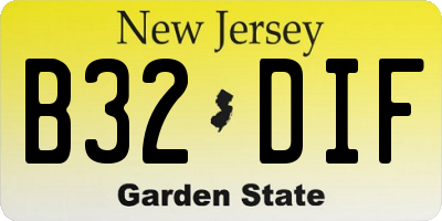 NJ license plate B32DIF