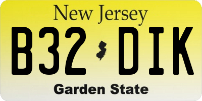NJ license plate B32DIK