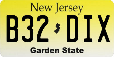 NJ license plate B32DIX