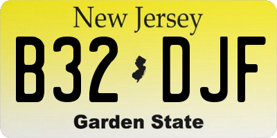NJ license plate B32DJF