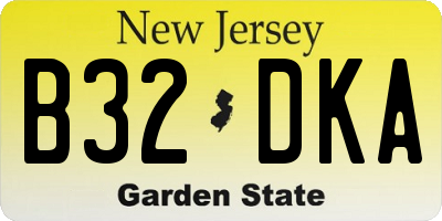 NJ license plate B32DKA