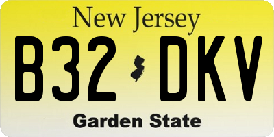 NJ license plate B32DKV