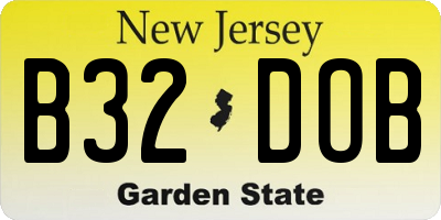 NJ license plate B32DOB