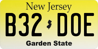 NJ license plate B32DOE