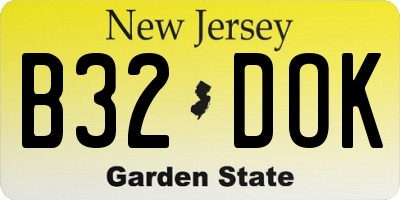 NJ license plate B32DOK