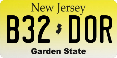 NJ license plate B32DOR