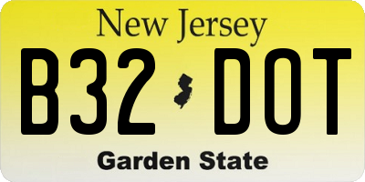 NJ license plate B32DOT