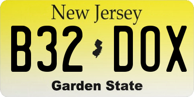 NJ license plate B32DOX