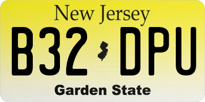 NJ license plate B32DPU