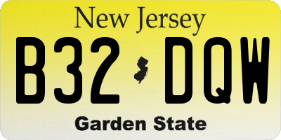 NJ license plate B32DQW