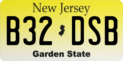 NJ license plate B32DSB