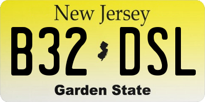 NJ license plate B32DSL