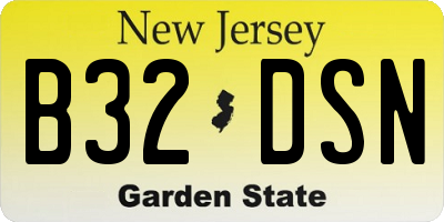 NJ license plate B32DSN