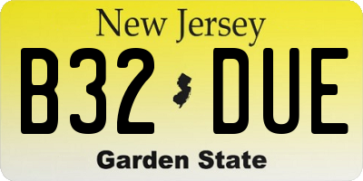 NJ license plate B32DUE