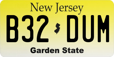NJ license plate B32DUM