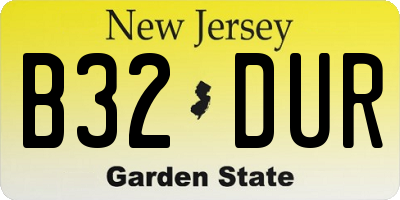 NJ license plate B32DUR