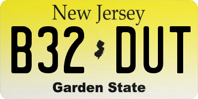 NJ license plate B32DUT