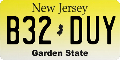 NJ license plate B32DUY