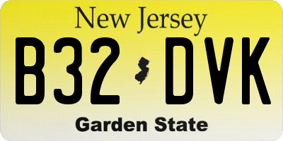 NJ license plate B32DVK