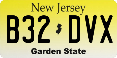 NJ license plate B32DVX