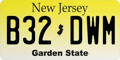 NJ license plate B32DWM