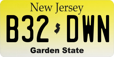 NJ license plate B32DWN