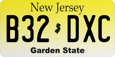 NJ license plate B32DXC