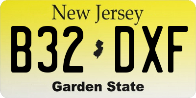 NJ license plate B32DXF