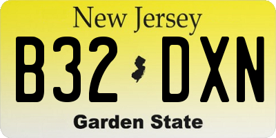 NJ license plate B32DXN