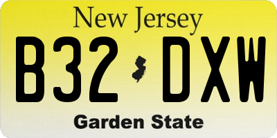 NJ license plate B32DXW