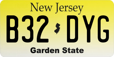 NJ license plate B32DYG