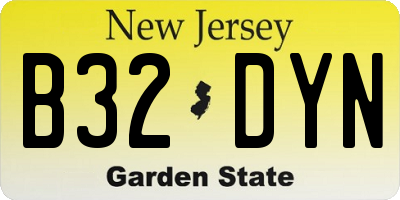NJ license plate B32DYN