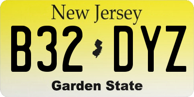 NJ license plate B32DYZ