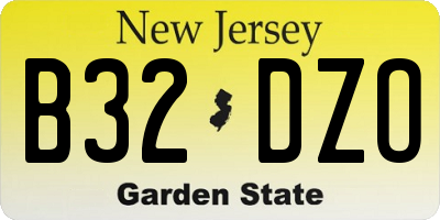 NJ license plate B32DZO