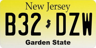 NJ license plate B32DZW