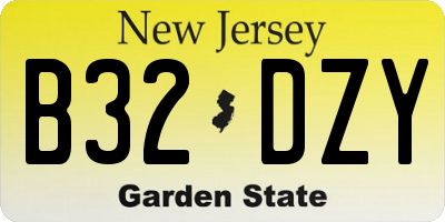 NJ license plate B32DZY