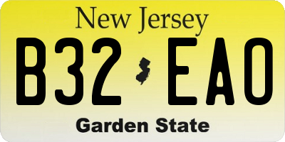 NJ license plate B32EAO